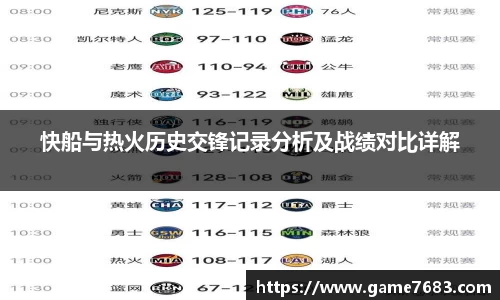 快船与热火历史交锋记录分析及战绩对比详解
